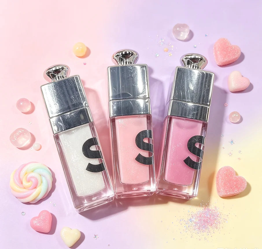 3PC Sheer glitter lip oil gloss for natural daily makeup