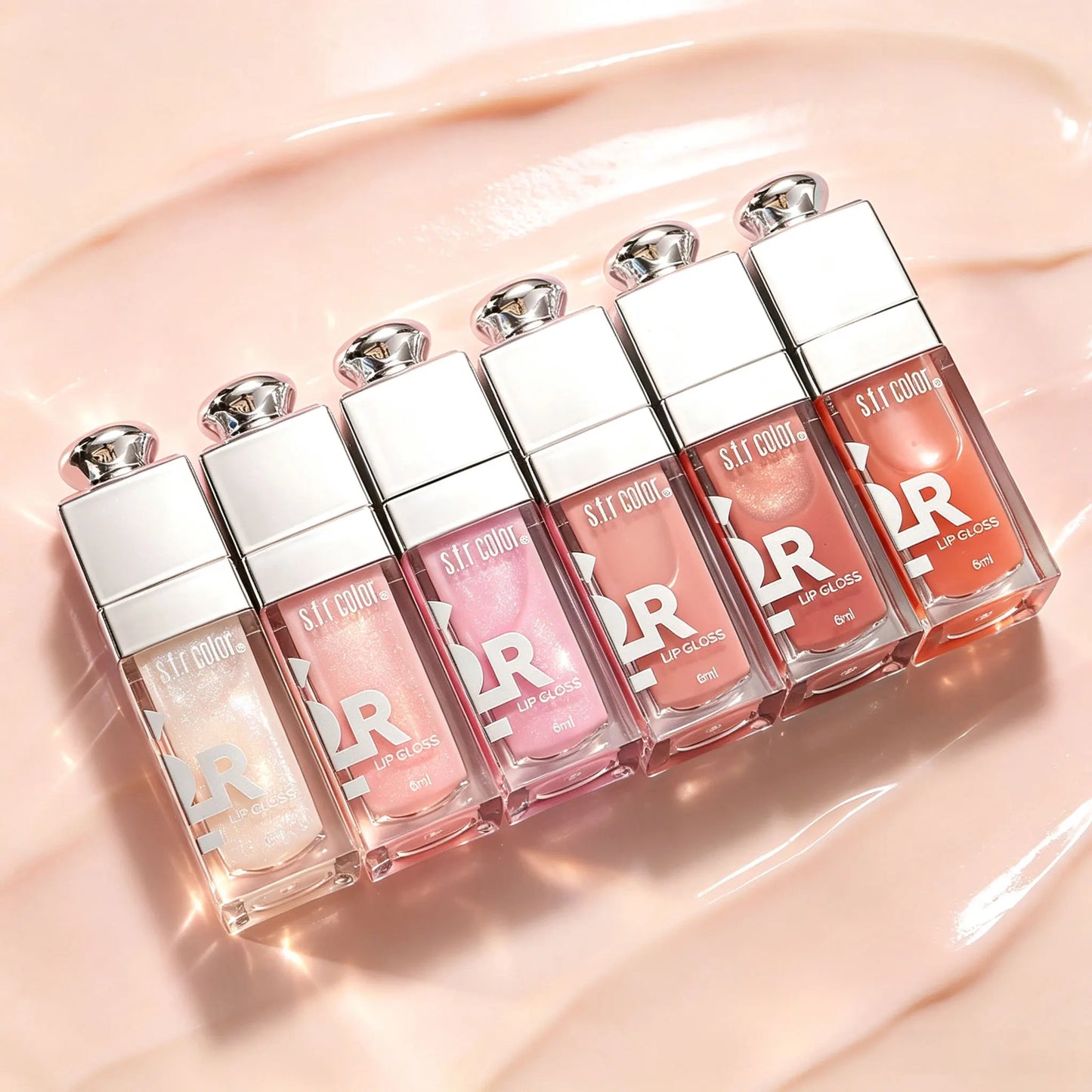 Hydrating Mirror Lip Gloss 6ml Shimmer Glitter Lip Oil Long Lasting Moisturizing Plump Lip Tint Waterproof Non‑sticky Liquid Lip Gloss Daily Lip Makeup Cosmetics