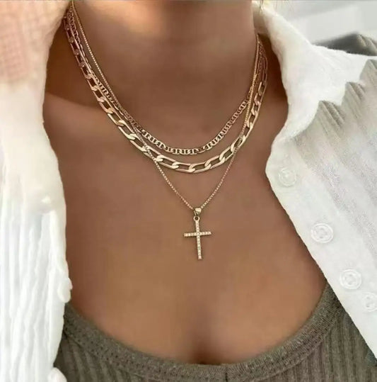 Cross Necklace for Women, Stackable Stacked Stacking Layering Layered Necklaces Dainty Gold Necklace Paperclip