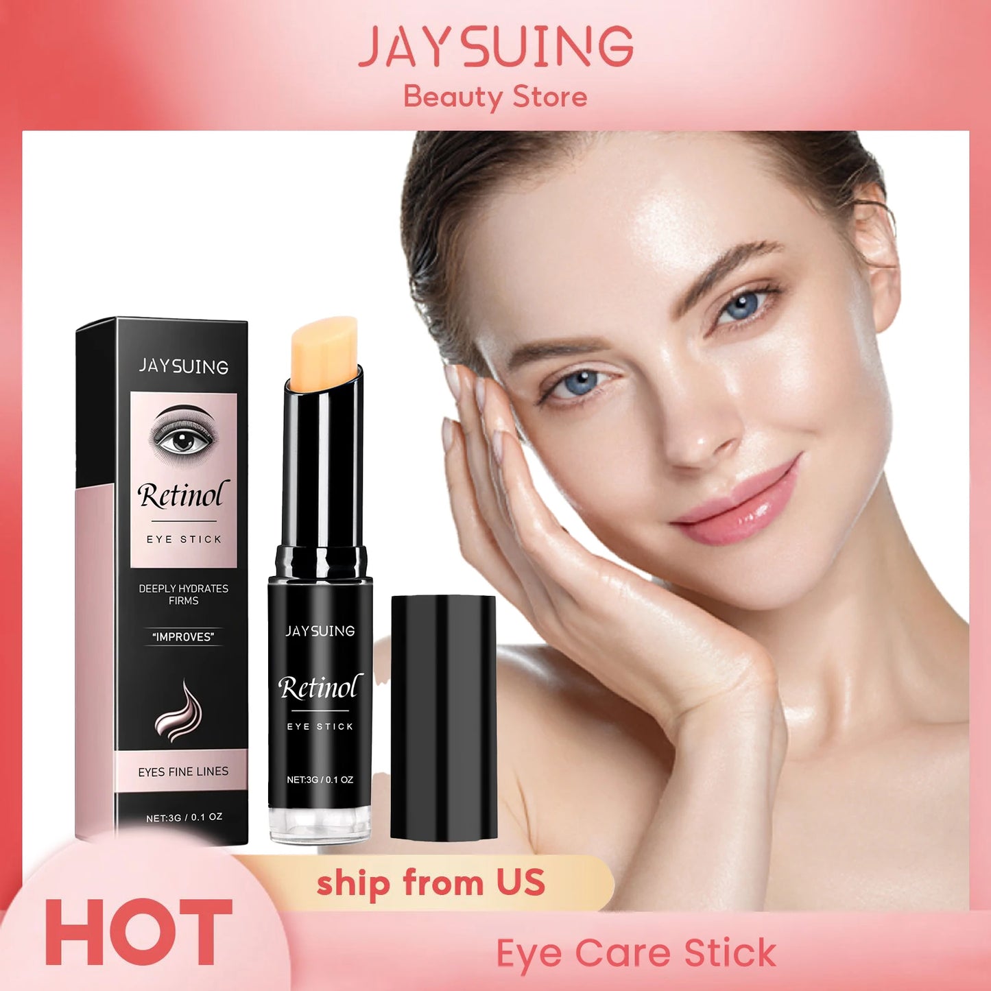 Retinol Eye Stick Deeply Hydrates Moisturizes Improve Fine Lines Dark Circles Wrinkle Bags Remover Promote Skin Elasticity Cream