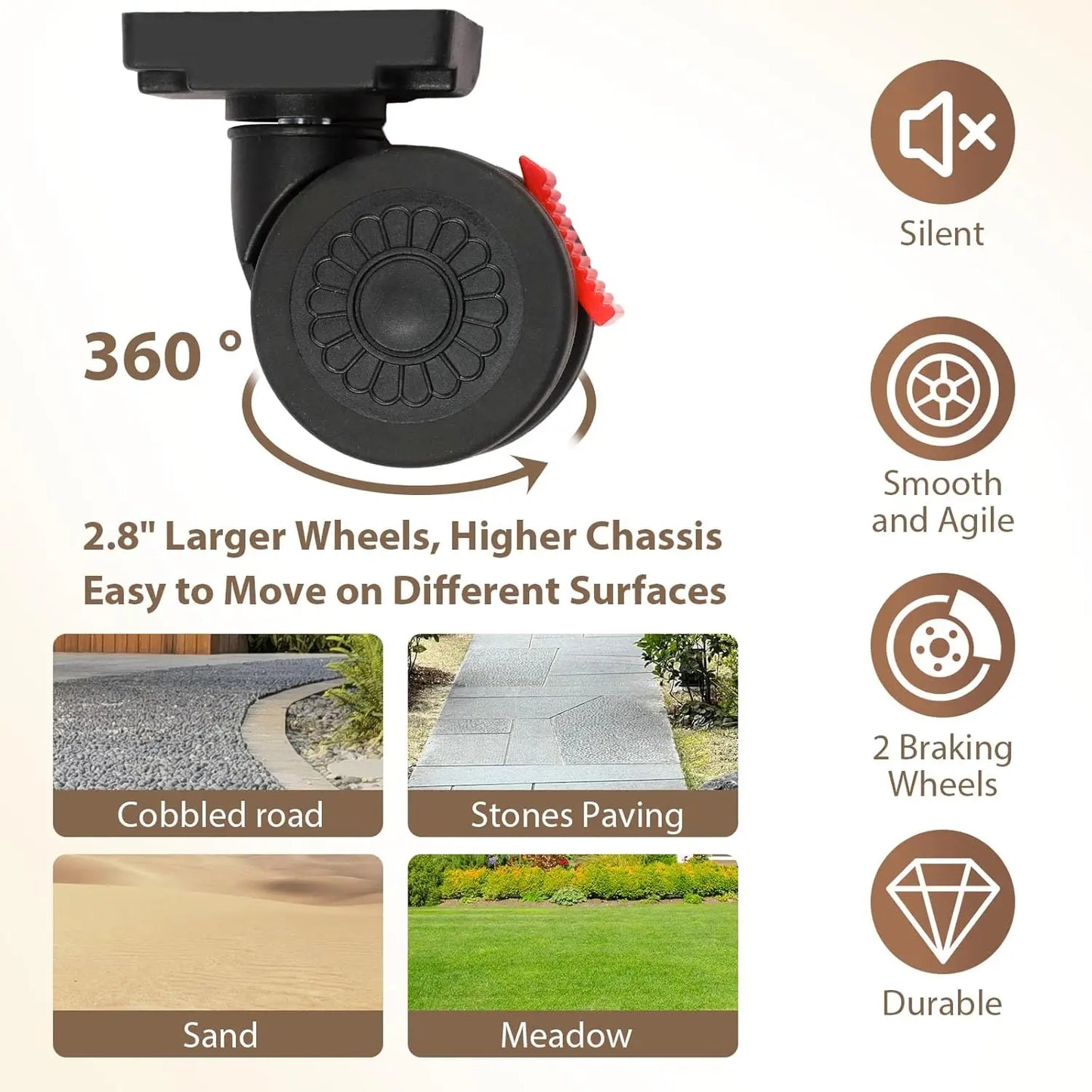 360 Degree Rotating Camping Trolley Cart With Silent Wheels