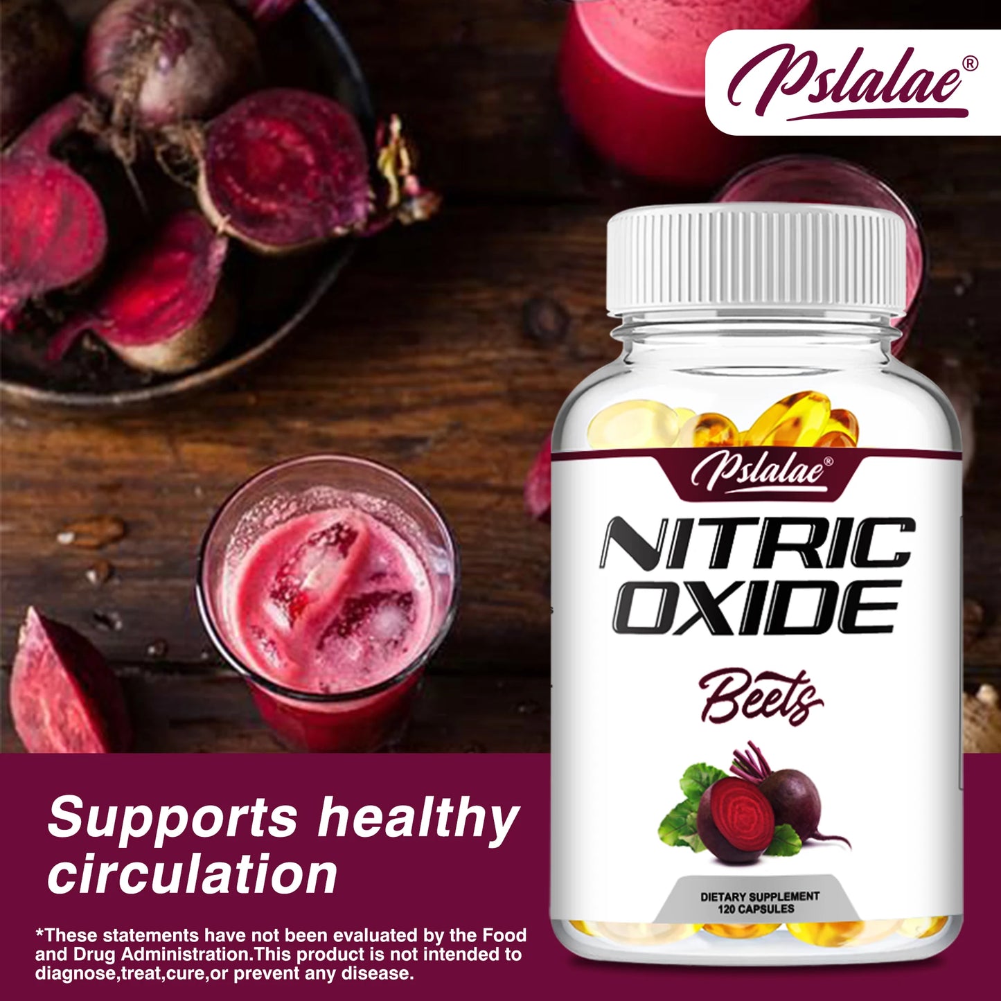 Nitric Oxide Beetroot Supplement – Natural Energy – Supports Heart Health - 120 Capsules