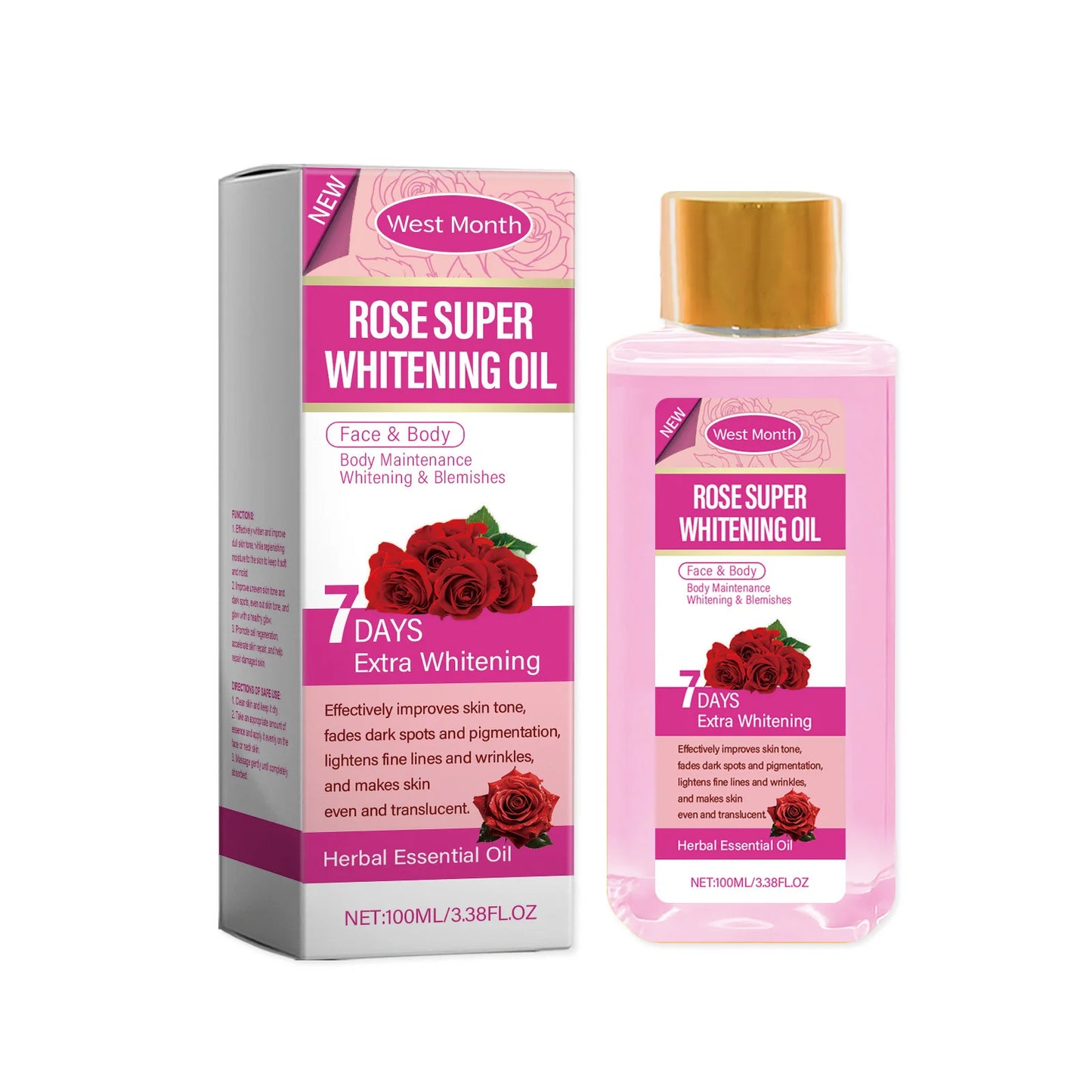 100ml West&Month Body Whitening Oil Daily Gentle Moisturize Reduce Fine Lines Wrinkles Delay Skin Aging Young Tighten Body Oil