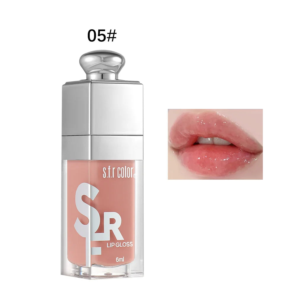 Hydrating Mirror Lip Gloss 6ml Shimmer Glitter Lip Oil Long Lasting Moisturizing Plump Lip Tint Waterproof Non‑sticky Liquid Lip Gloss Daily Lip Makeup Cosmetics