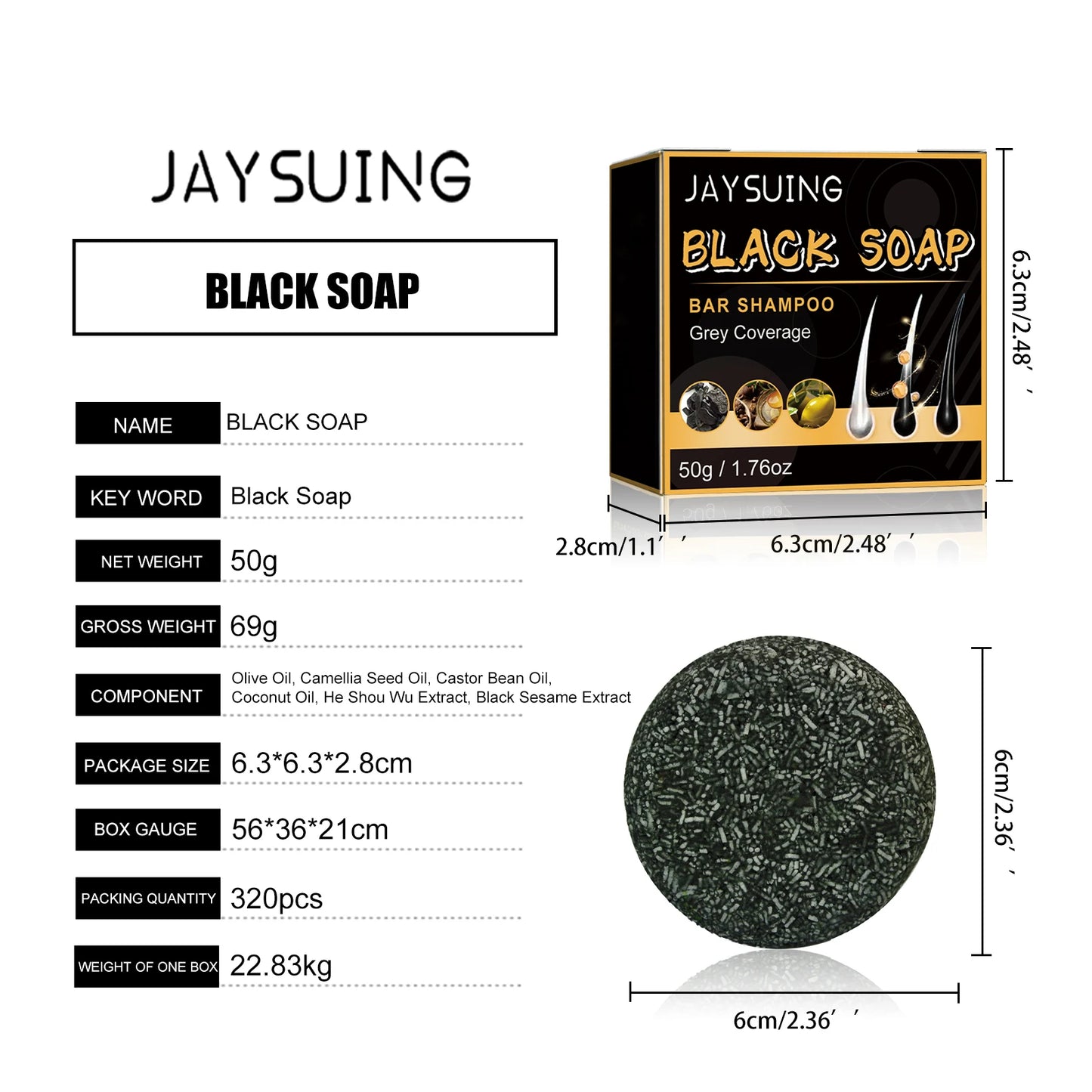 Jaysuing 50g Polygonum Multiflorum Hair Shampoo Soap Darkening Repair Gray White Hair To Black Anti Dandruff Black Hair Dye Soap