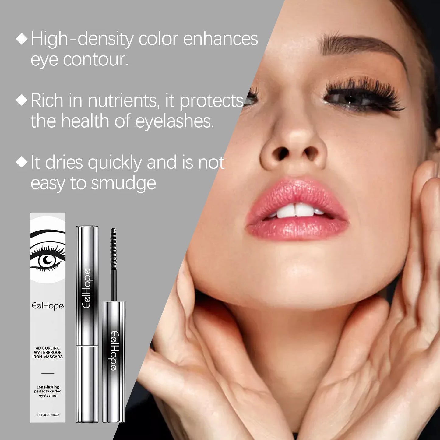 EELHOE 4g Black Mascara Waterproof Long Lasting Curling Lengthening Volumizing Eyelash Makeup For Daily Use Smudge Proof