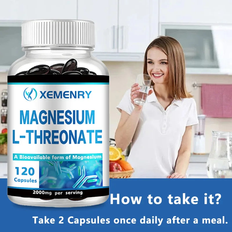 Magnesium L-Threonate Capsules – Bioavailable Form for Sleep and Cognitive Function Support - 120 Capsules