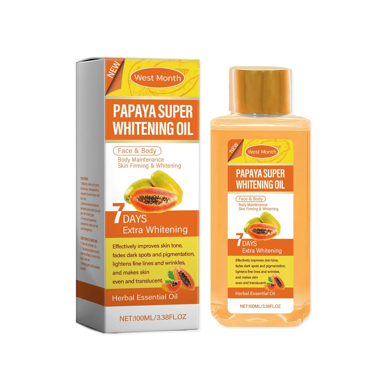 100ml West&Month Body Whitening Oil Daily Gentle Moisturize Reduce Fine Lines Wrinkles Delay Skin Aging Young Tighten Body Oil