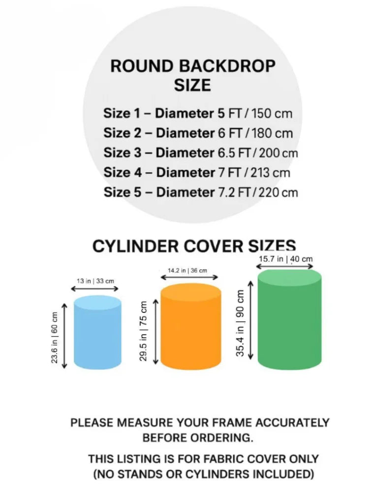 Kpop Anime Round Backdrop and Cylinder Covers Kit for Party Photo Booth Decor 3ft to 7.2ft