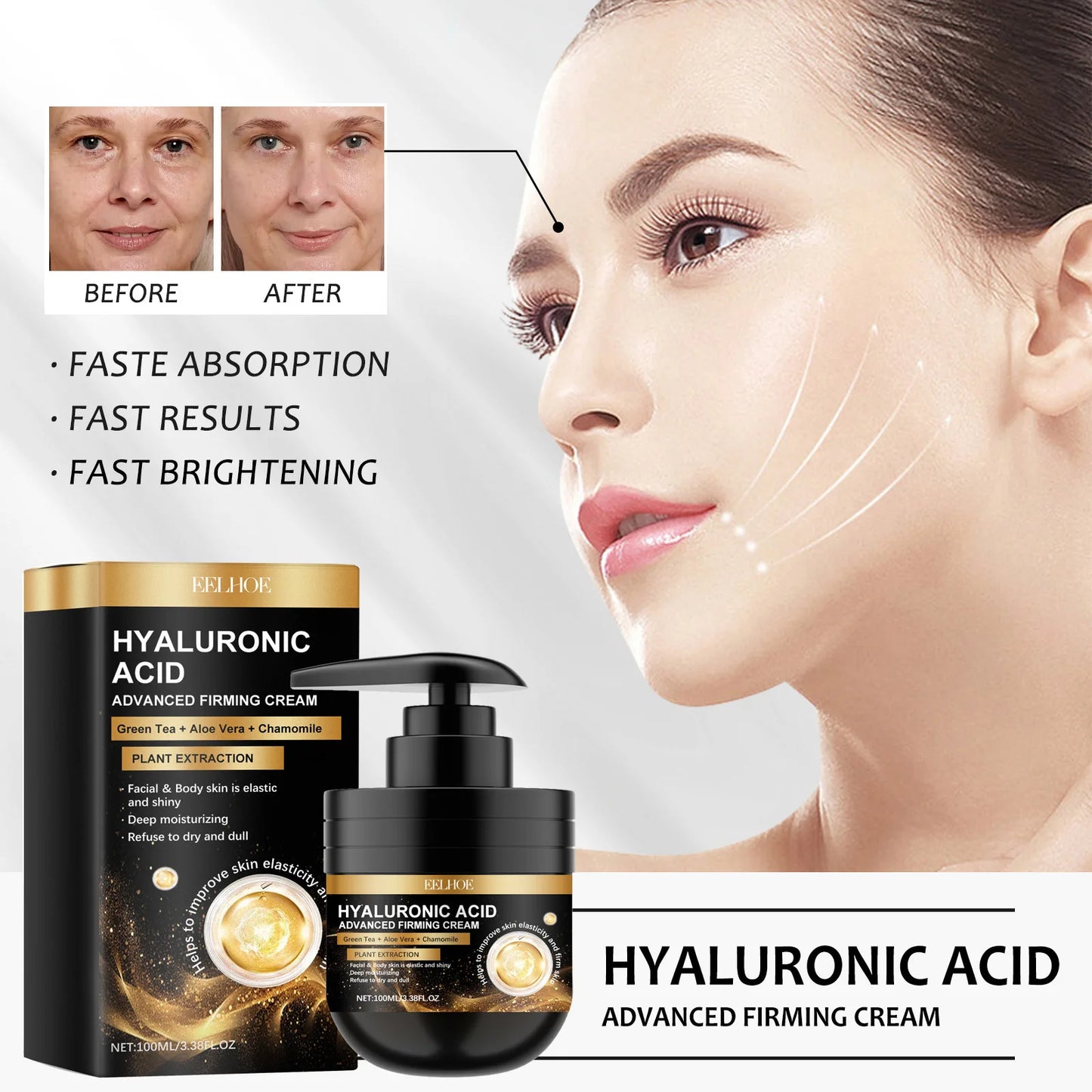 Eelhoe Hyaluronic Acid Moisturizing Face Cream Oil Control Anti Aging