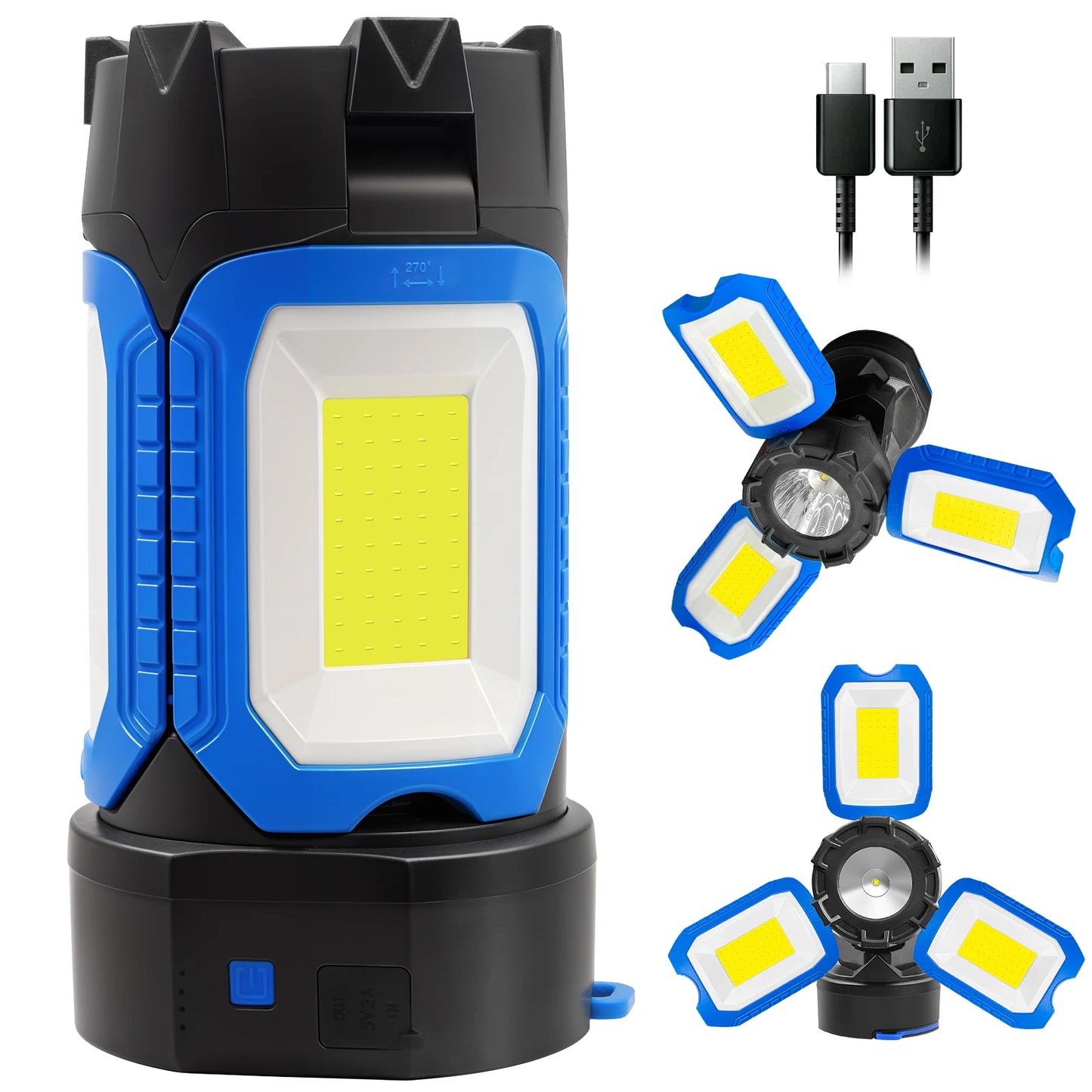 Rechargeable Magnetic LED Work Light 360 Degree 5 Modes