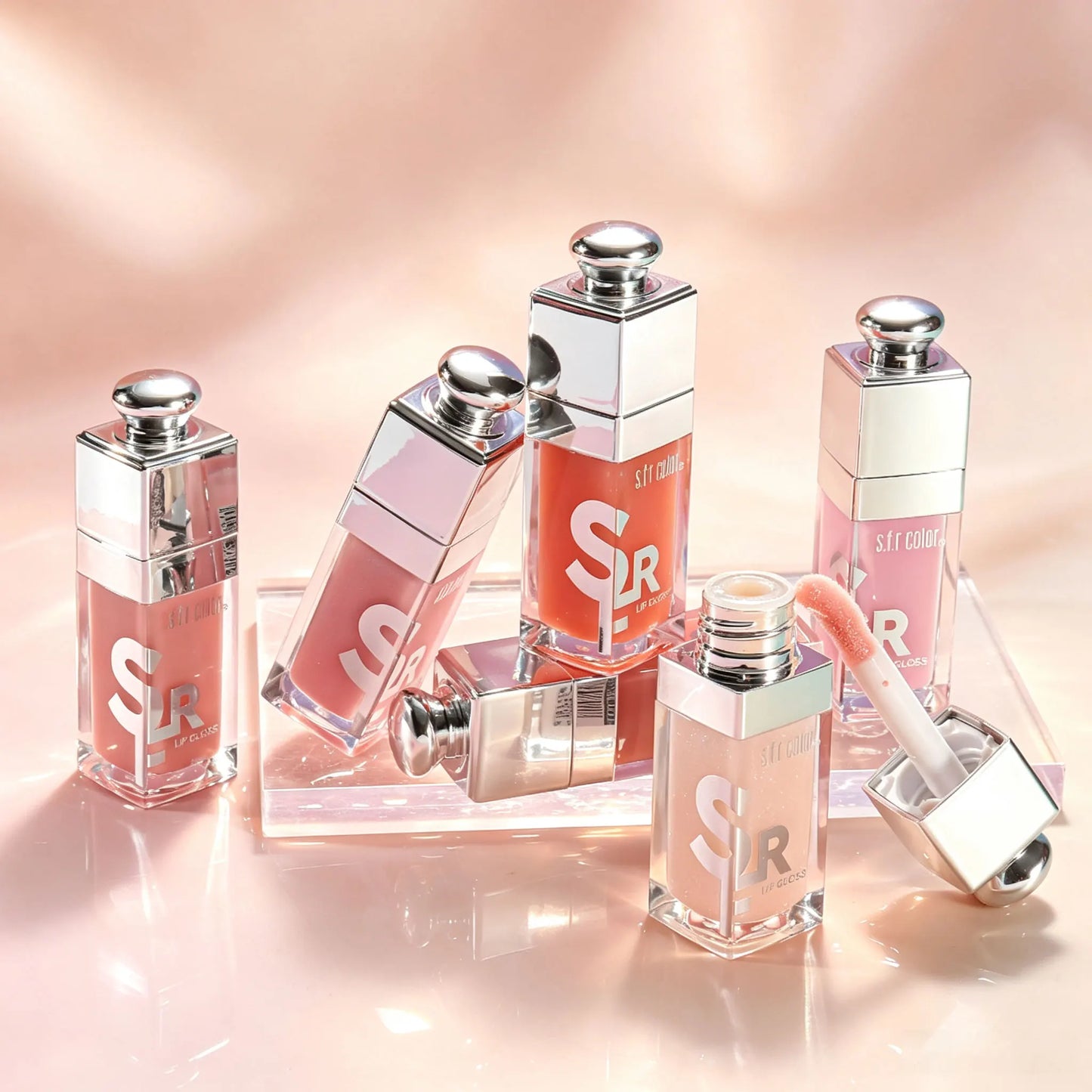 Hydrating Mirror Lip Gloss 6ml Shimmer Glitter Lip Oil Long Lasting Moisturizing Plump Lip Tint Waterproof Non‑sticky Liquid Lip Gloss Daily Lip Makeup Cosmetics