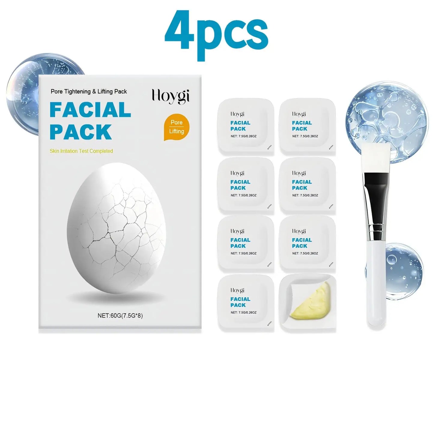 Hoygi 7.5gx8 Moisturizing Facial Mask With Brush Pore Tightening Oil Control Lifting Facial Hydrating Cleansing Clay Mud Mask