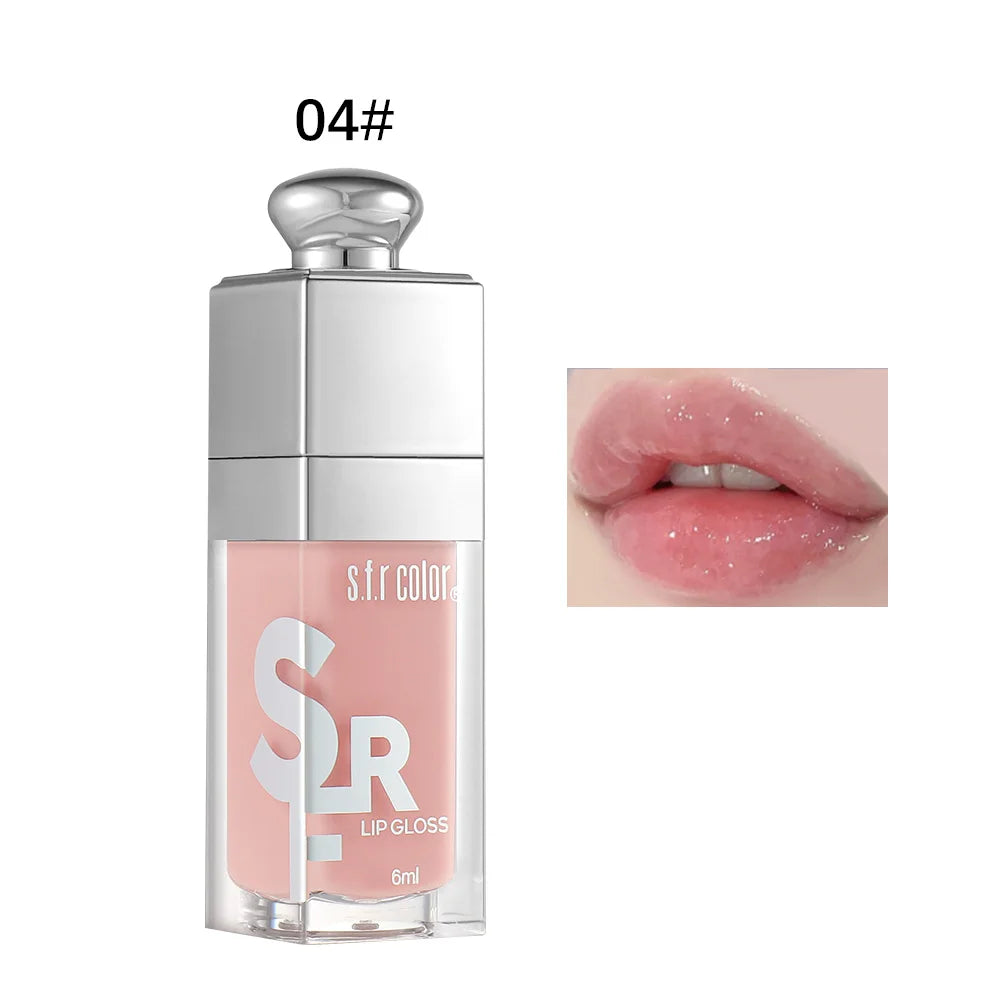 Hydrating Mirror Lip Gloss 6ml Shimmer Glitter Lip Oil Long Lasting Moisturizing Plump Lip Tint Waterproof Non‑sticky Liquid Lip Gloss Daily Lip Makeup Cosmetics