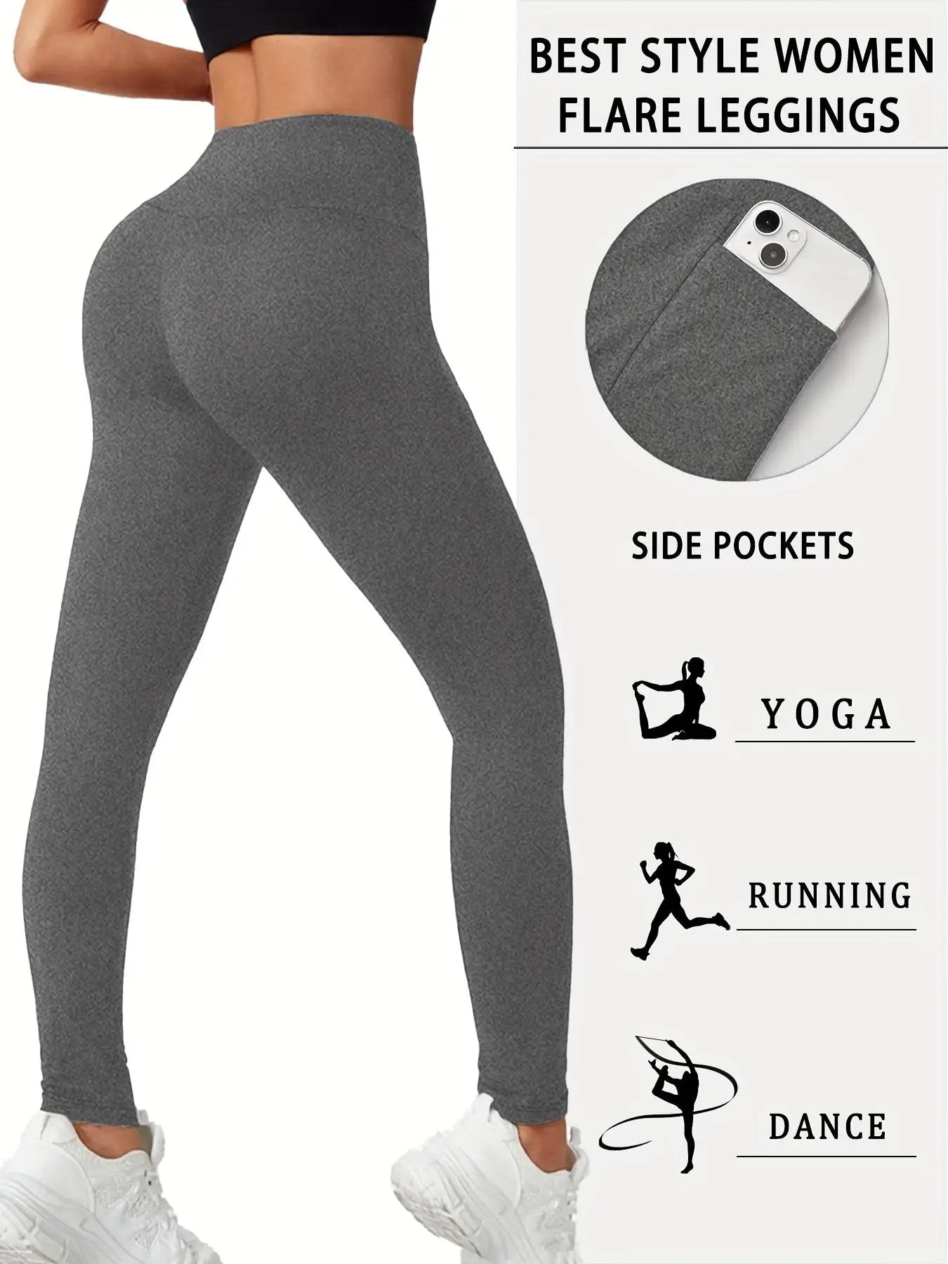 Women Fleece-Lined Yoga Pants With Pockets And Elastic Waist