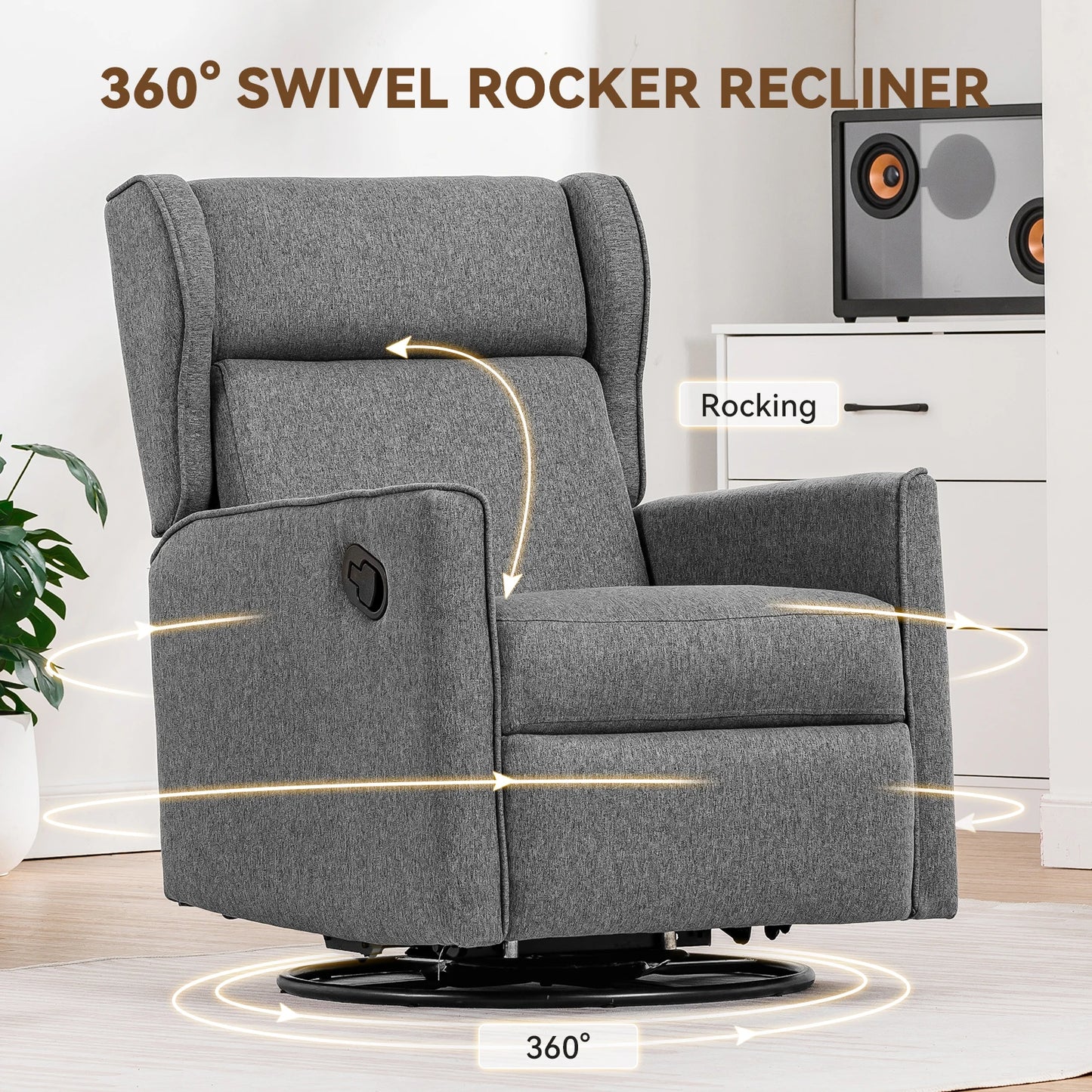 COMHOMA Rocking Recliner Chair With Swivel Glider Mechanism