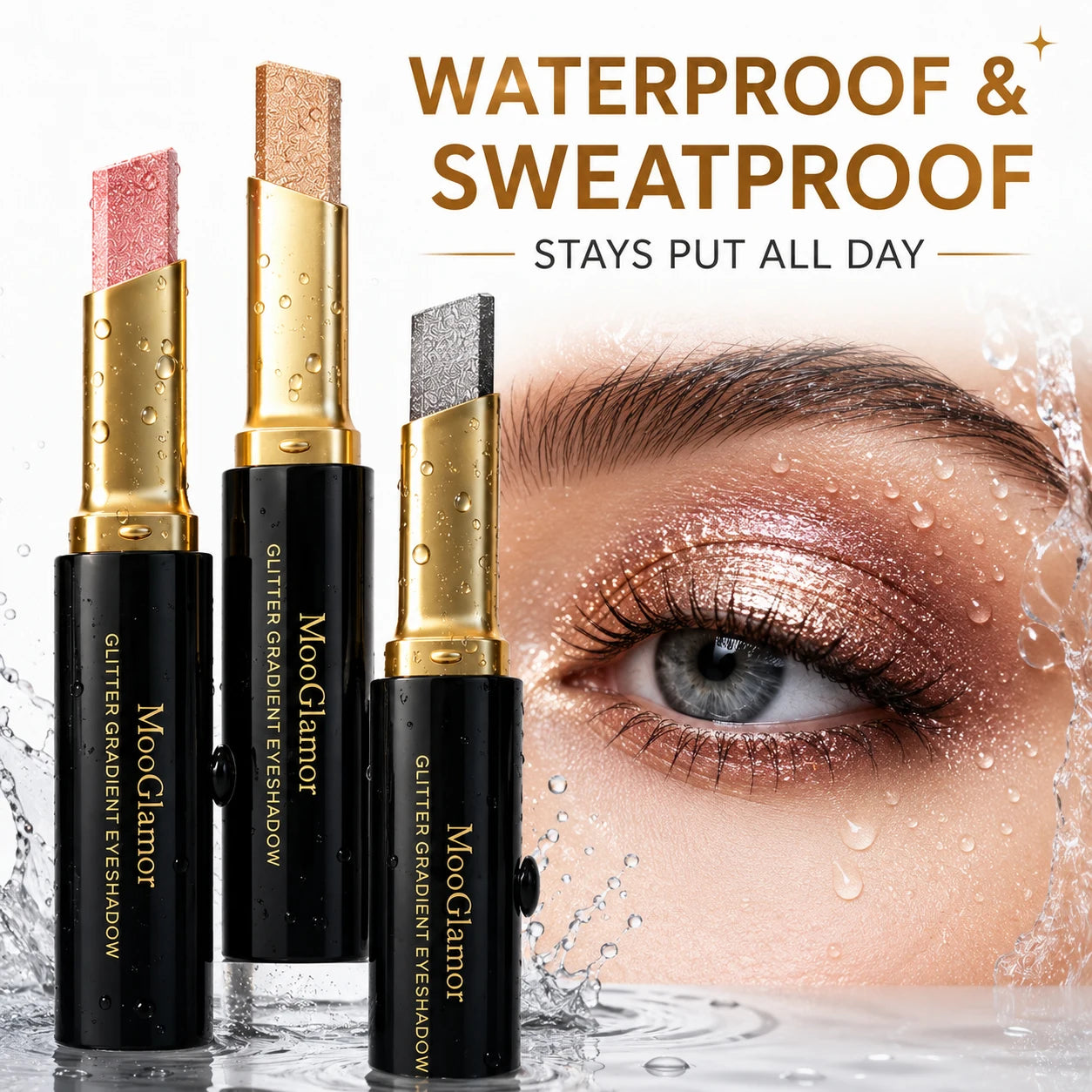 6Pcs Two Tone Gradient Eyeshadow Stick Set Matte Shimmer Waterproof Eye Shadow Crayon Highlight Contour Lazy Makeup Gift Box Kit