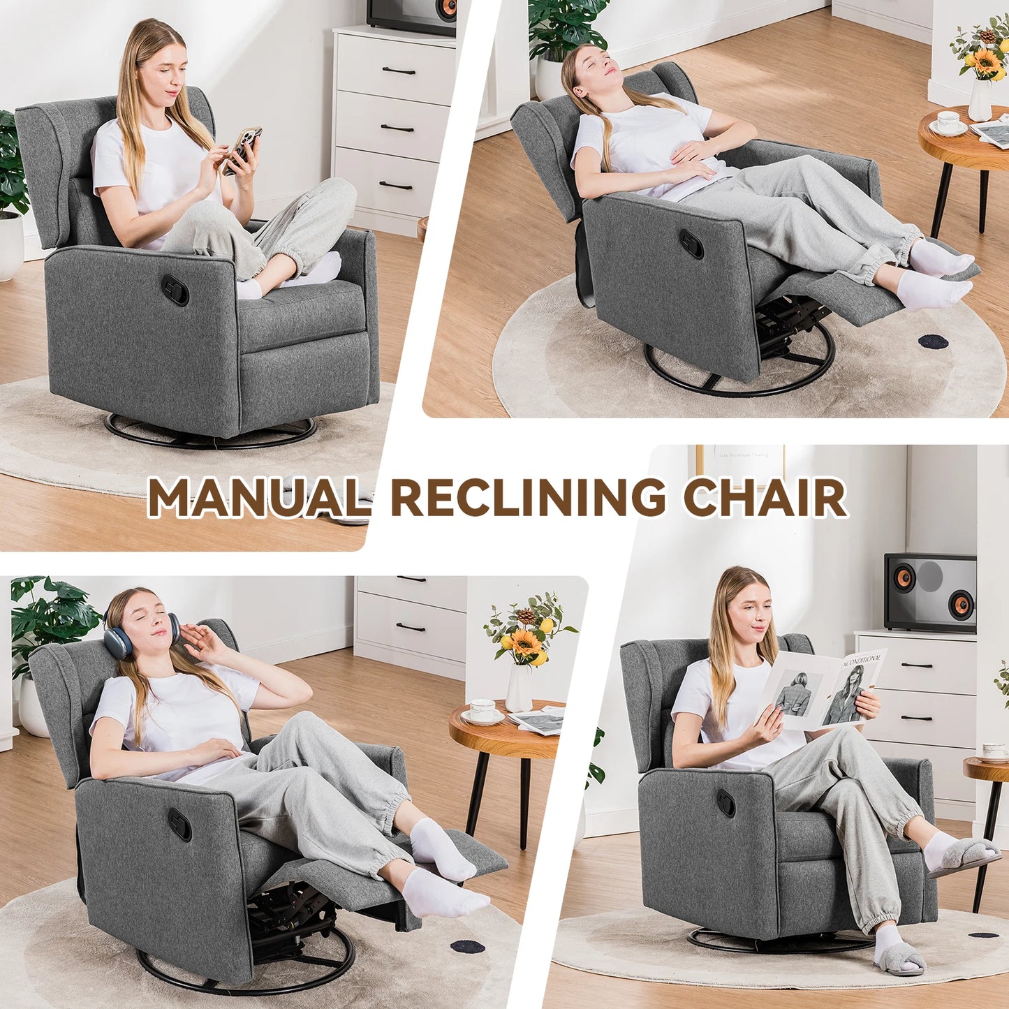 COMHOMA Rocking Recliner Chair With Swivel Glider Mechanism