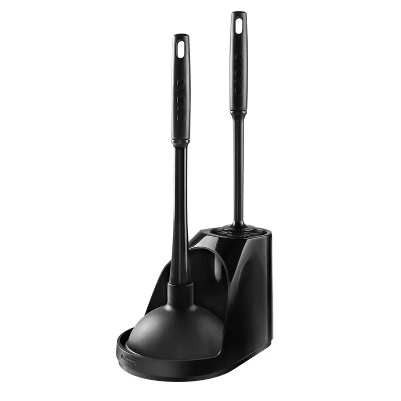 2 In 1 Toilet Brush And Plunger Set With Silicone Brush Head Strong Suction Rubber Cup Space Saving Bathroom Cleaning Tool With Storage Holder Toilet Brush Toilet Plunger Bathroom Cleaning Tools