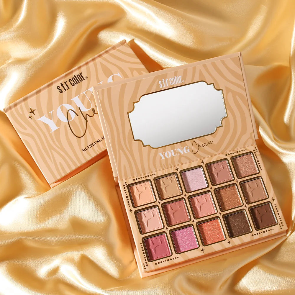 All In One Neutral Nude Makeup Palette, 15 Eyeshadow + Eyebrow Powder + Blush + Highlight Set, Matte Shimmer Warm Earth Tone Multifunctional Face Eye Cosmetic Kit