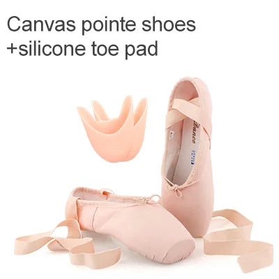 Satin Ballet Pointe Shoes With Ribbons For Women And Teens Professional Dance Shoes Available In Pink Nude Red Black