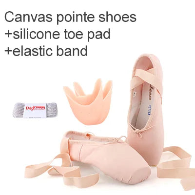 Satin Ballet Pointe Shoes With Ribbons For Women And Teens Professional Dance Shoes Available In Pink Nude Red Black