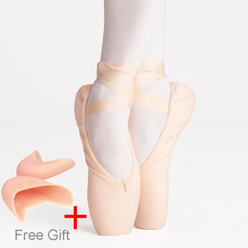 Satin Ballet Pointe Shoes With Ribbons For Women And Teens Professional Dance Shoes Available In Pink Nude Red Black