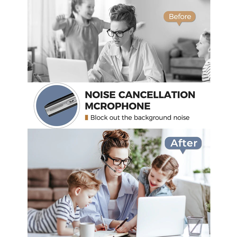 MPOW M5 Bluetooth Headset V5 Handsfree Mic for Office