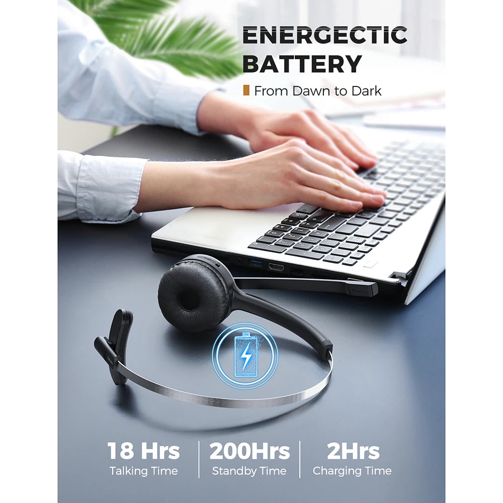 MPOW M5 Bluetooth Headset V5 Handsfree Mic for Office