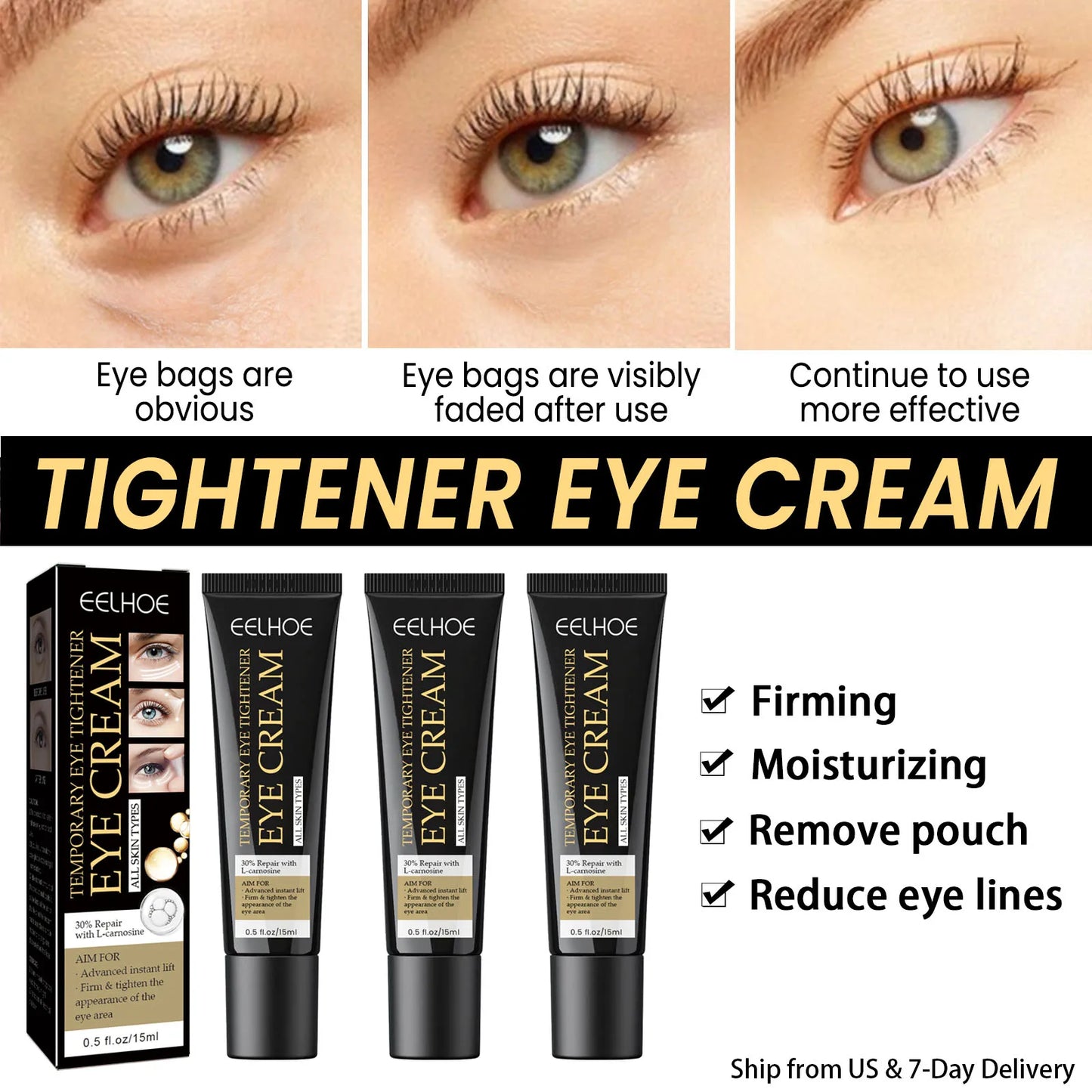 3PCS Instant Wrinkle Eye Cream Tightening, Moisturizing, Removing Dark Circles, Eye Bags, Fading Eye Lines, And Eye Care