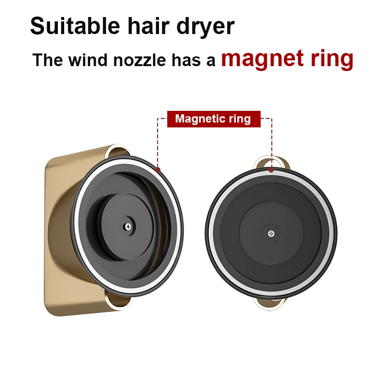 Magnetic Holder for Hair Dryer Nozzles - Drill-Free Plastic Mount, Universal Fit for Dyson/Leihen, Gray/White
