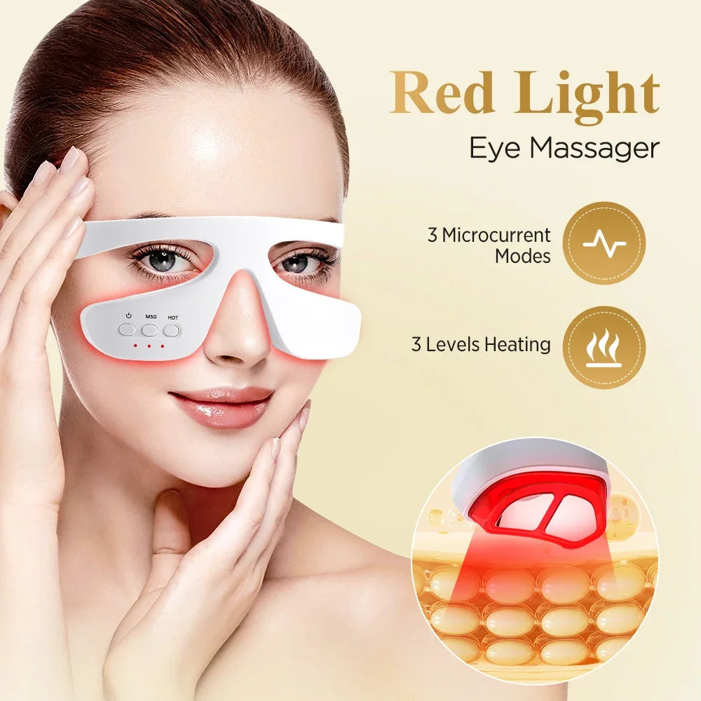 Eye Skin Care Red Light Therapy Beauty Device Microcurrent Eye Massager Hot Compress Remove Eye Bags Dark Circles Eye Lifting ﻿