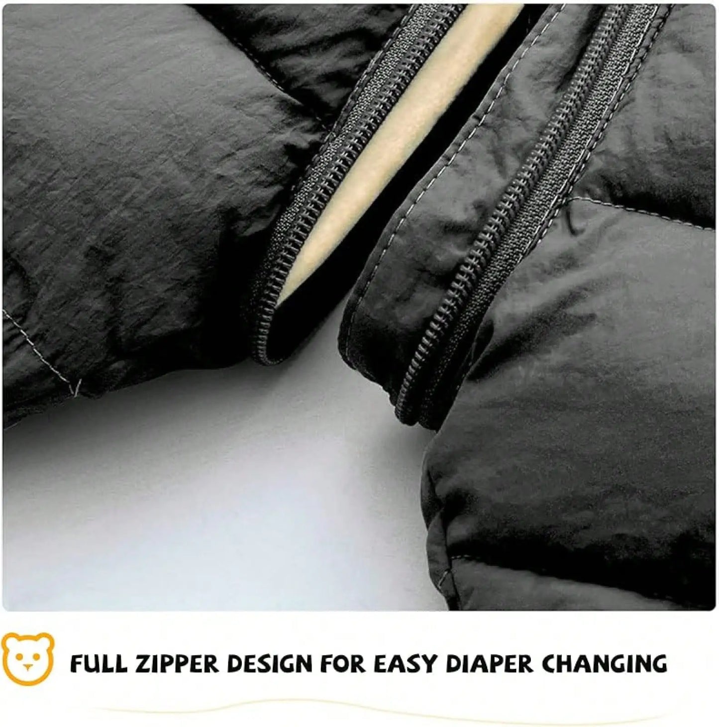Unisex Baby Hooded Snowsuit Zip Jumpsuit Winter Warmth