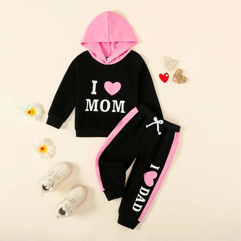 Cathery Kids Heart Print Hoodie and Sweatpants Set