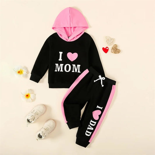 Cathery Kids Heart Print Hoodie and Sweatpants Set