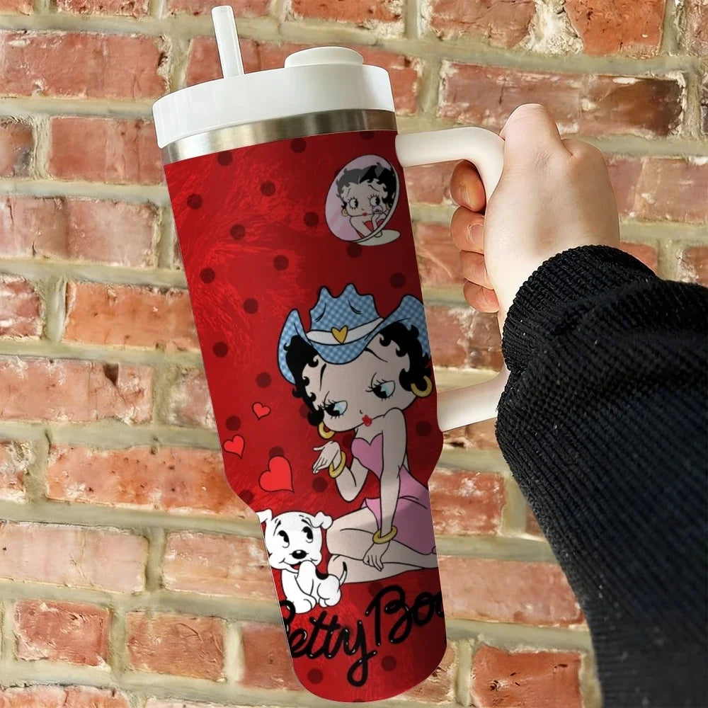 Insulated Stainless Steel Tumbler With Handle And Straw Travel Mug