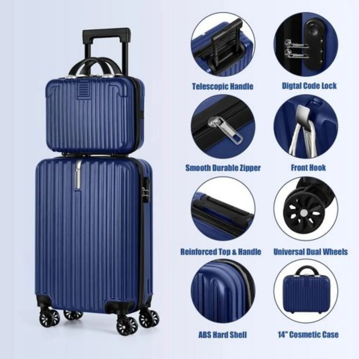 Two Piece Hardshell Luggage Set With Spinner Wheels TSA Lock
