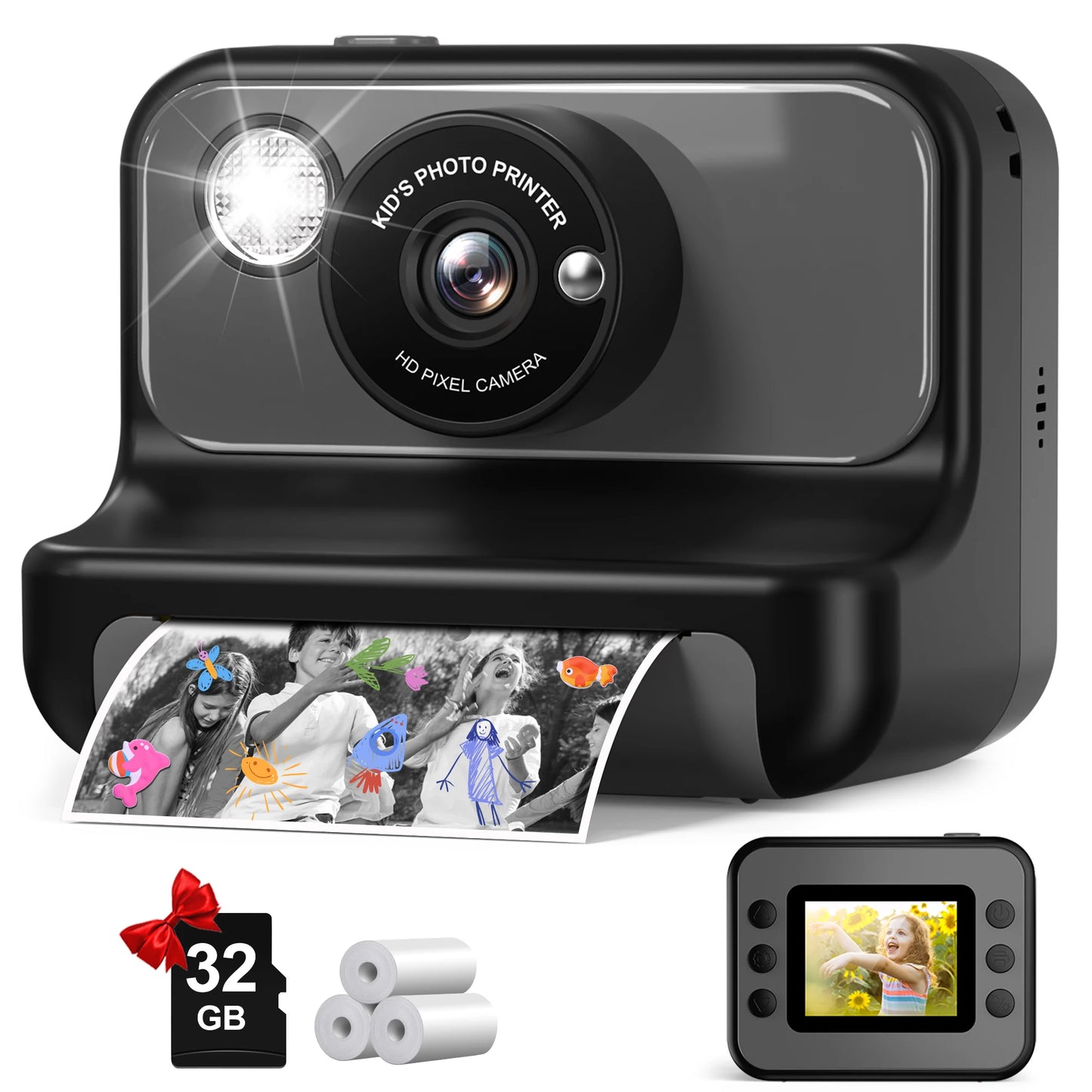 GofunlyCN Kids Instant Print Camera 1080P Mini Digital Toy
