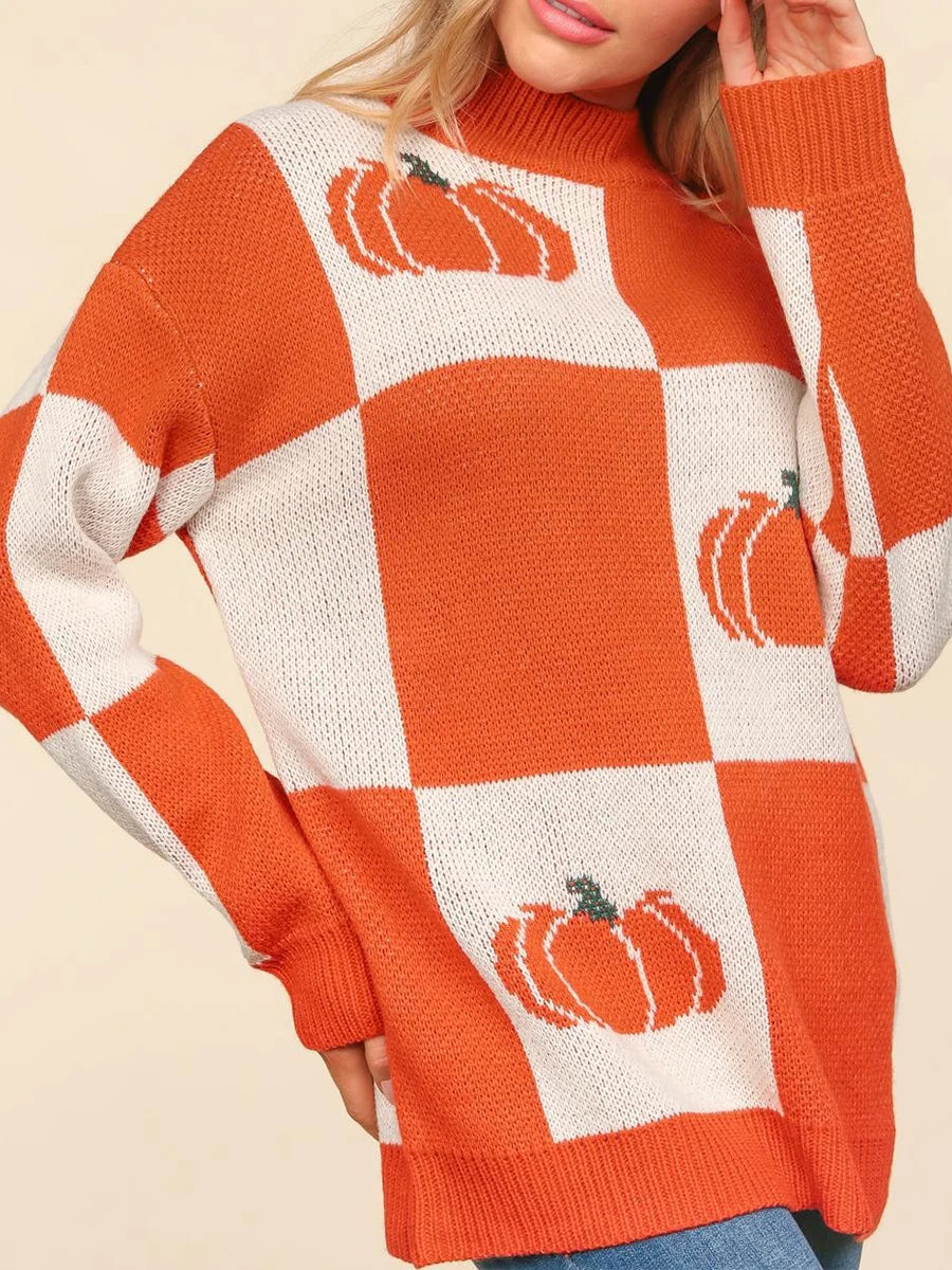 Goocheer Cat Themed Striped Knit Sweater Turtleneck