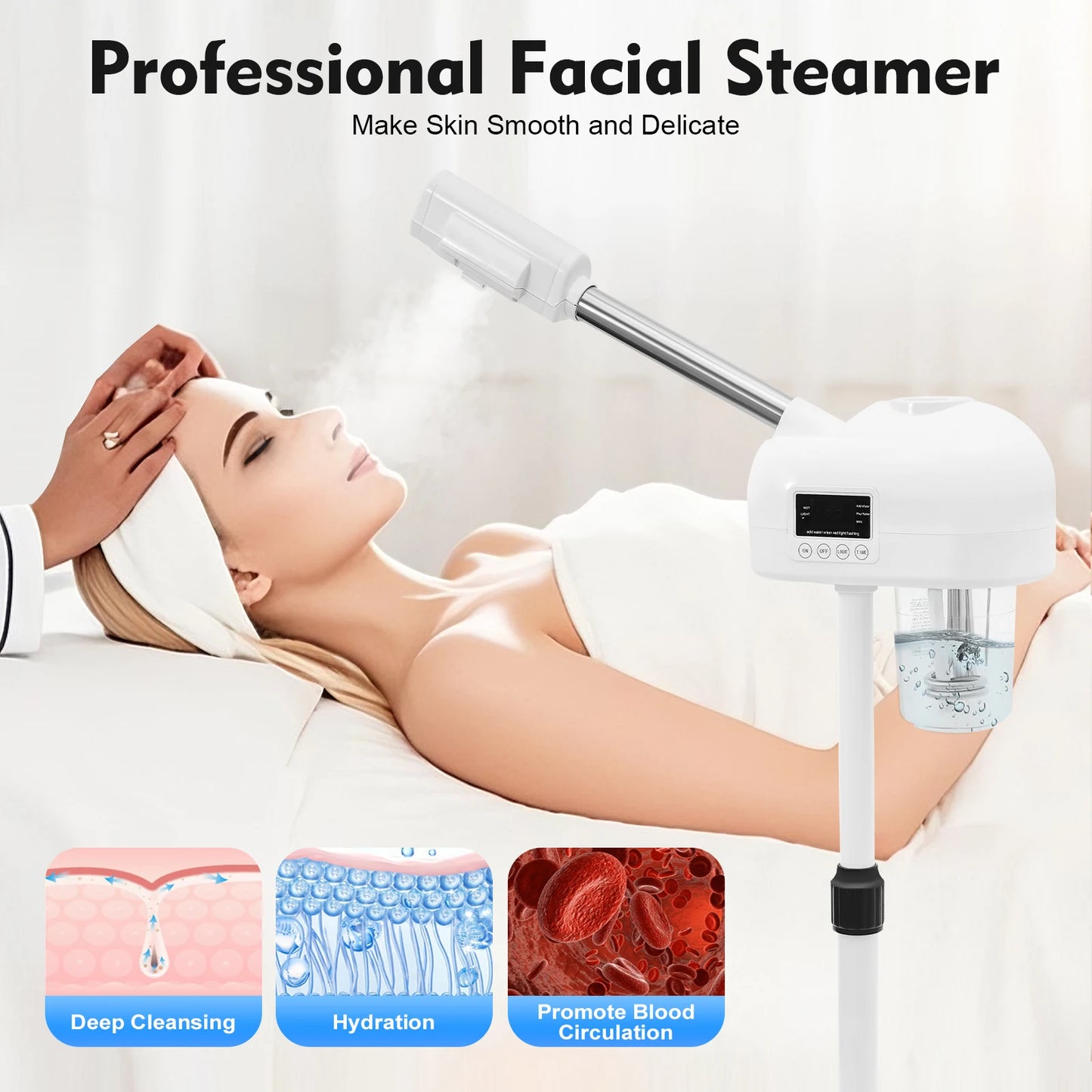 Bymaocar 750W Facial Steamer Ozone Hot Mist Skin Care