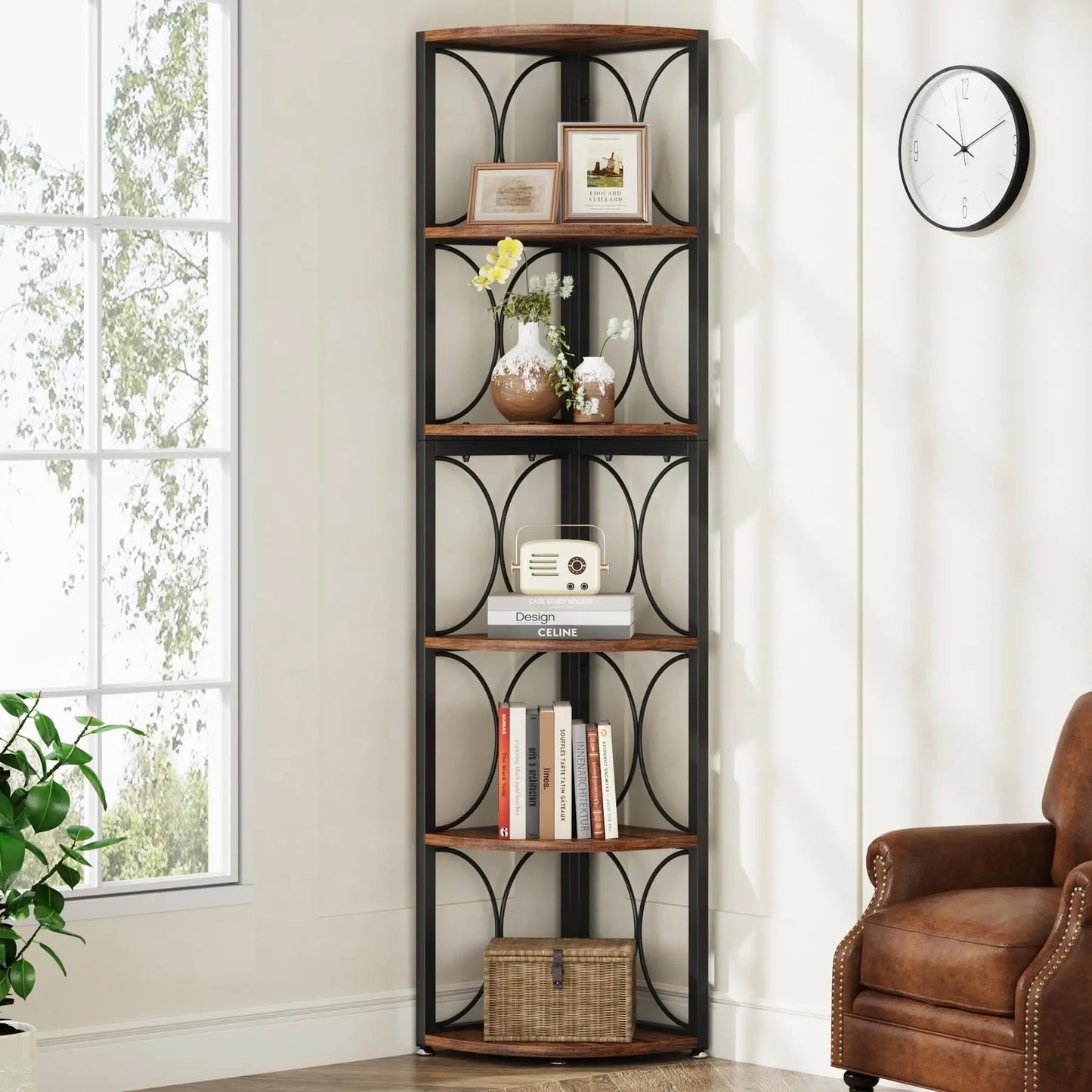 Tribesigns 6 Tier Corner Shelf Bookcase Storage Rack