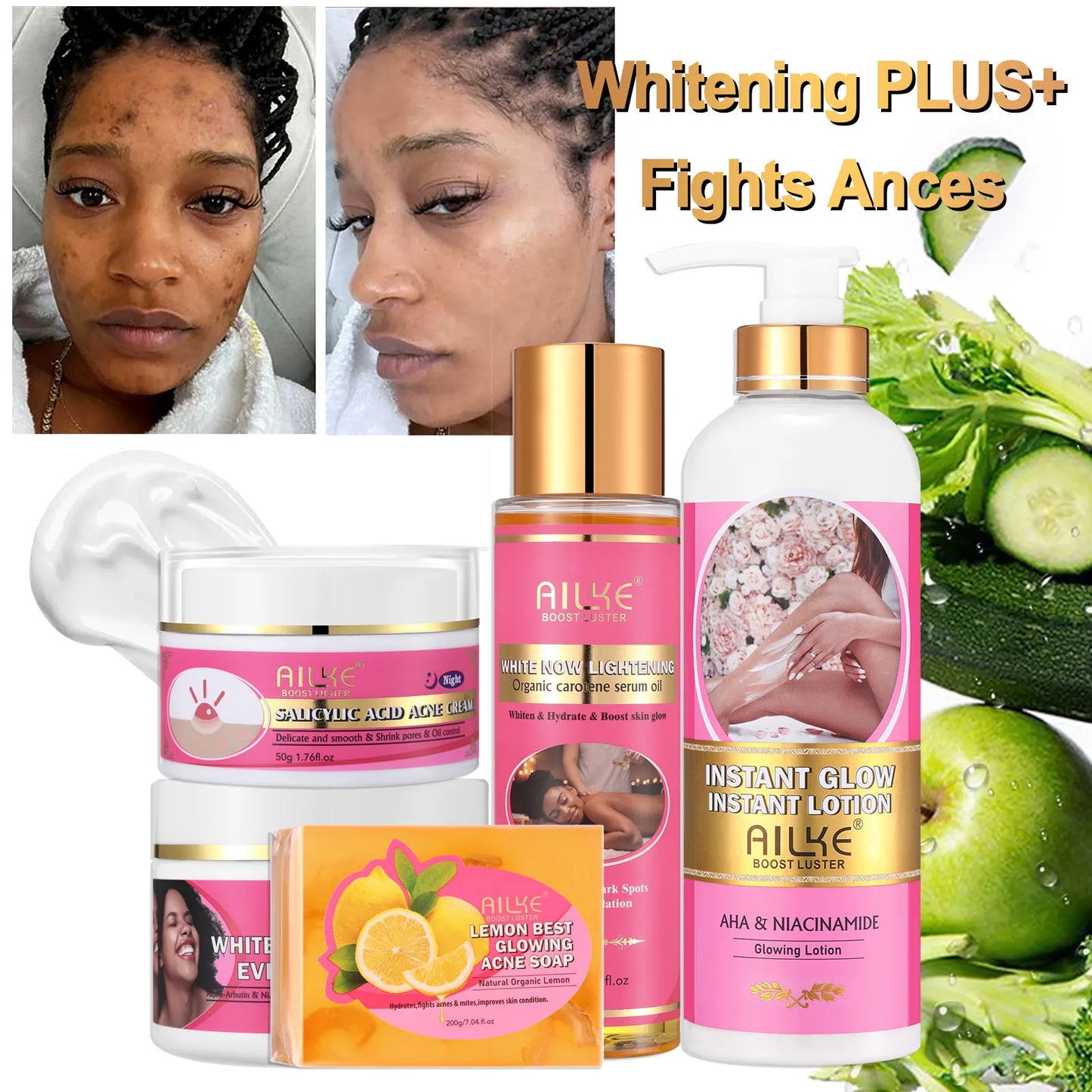 AILKE Natural Skin Cleansing Set For Moisturizing And Whitening