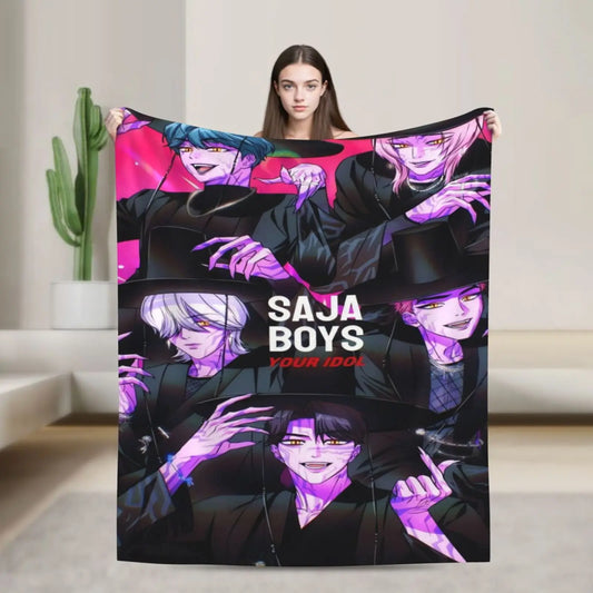 K Pop Demon Hunter Anime Inspired Ultra Soft Flannel Blanket Warm All Season Throw With Vibrant Character Artwork