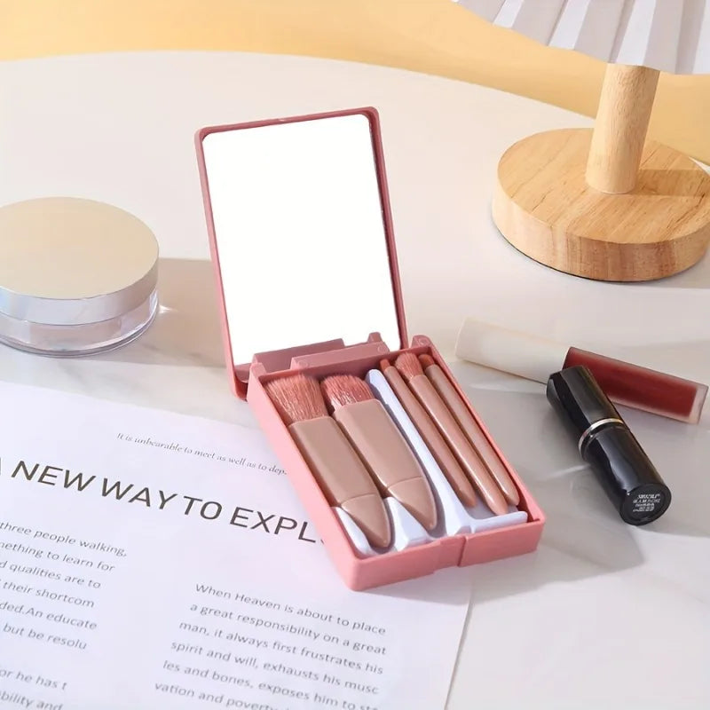 5Pcs Dusty Rose Pink Makeup Brush Set Soft Bristle Foundation Blush Eyeshadow Multi Function Tool Women Daily Valentine Gift Beauty Accessory
