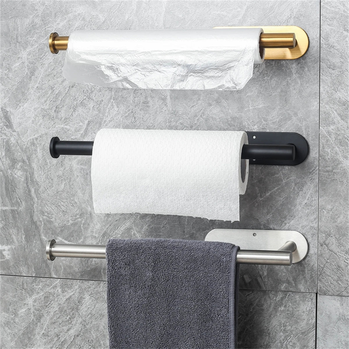 Paper Towel Holder Adhesive Wall Mount Kitchen Organizer