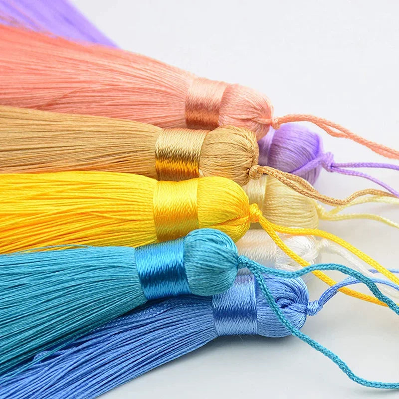 2/5/10Pcs 16cm Chunky Tassels Soft Elegant Handmade Silky Floss Tassels with Cord Loop Chinese Knot Tassels for Jewelry Making