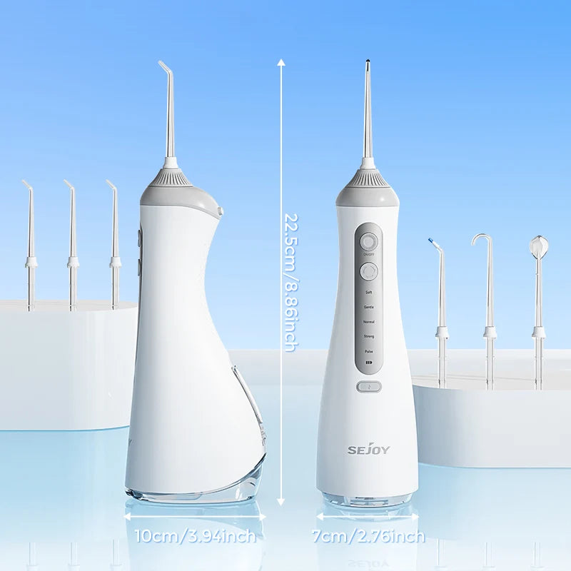 Sejoy Cordless Oral Irrigator Water Flosser 6 Cleaning Modes 350ml Tank IPX7 Waterproof for Home Travel