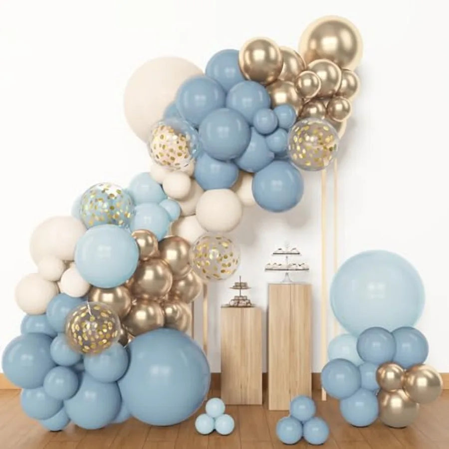 153pcs Balloon Garland Arch Kit, Different Sizes 18 12 10 5 inch Latex Metallic Confetti Gold Balloons Baptism Birthday Boho Ba