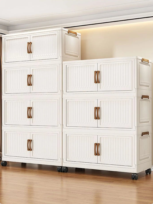 Foldable Plastic Storage Cabinet for Babies Multi-Layered Home Use Organizer Child's Closet for Clothes No-Install Easy Assembly