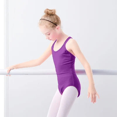 Girls Ballet Leotard Crossed Back Open Crotch Cotton Elastane Dancewear